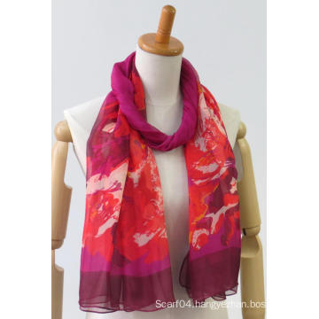 Newest printing long polyester casual woven scarf